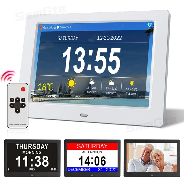 Introducing the 10.1/7 Inch Digital Calendar Alarm Day Clock Extra Large Screen Display Digital Photo Frame Wifi Dementia Clock Weather Forecast