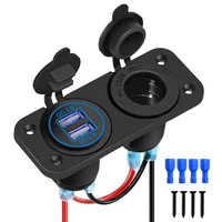 36W QC3.0 USB Socket Panel Waterproof Quick Charge Dual USB Socket Cigarette Lighter Adapter for Car Boat RV Motorcycle 1