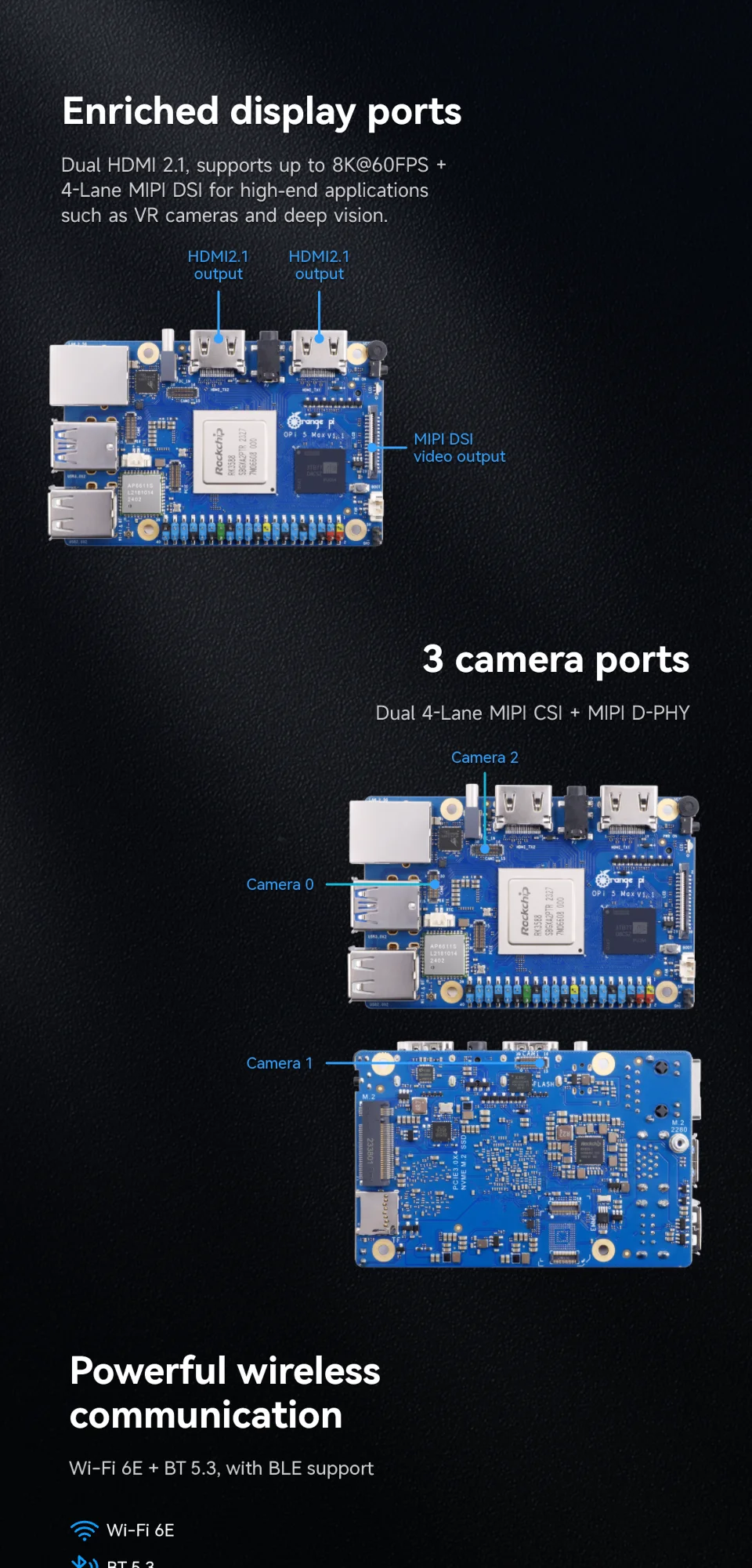 Orange Pi 5 Max LPDDR5 RK3588 WiFi+BT OrangePi 5 MAX