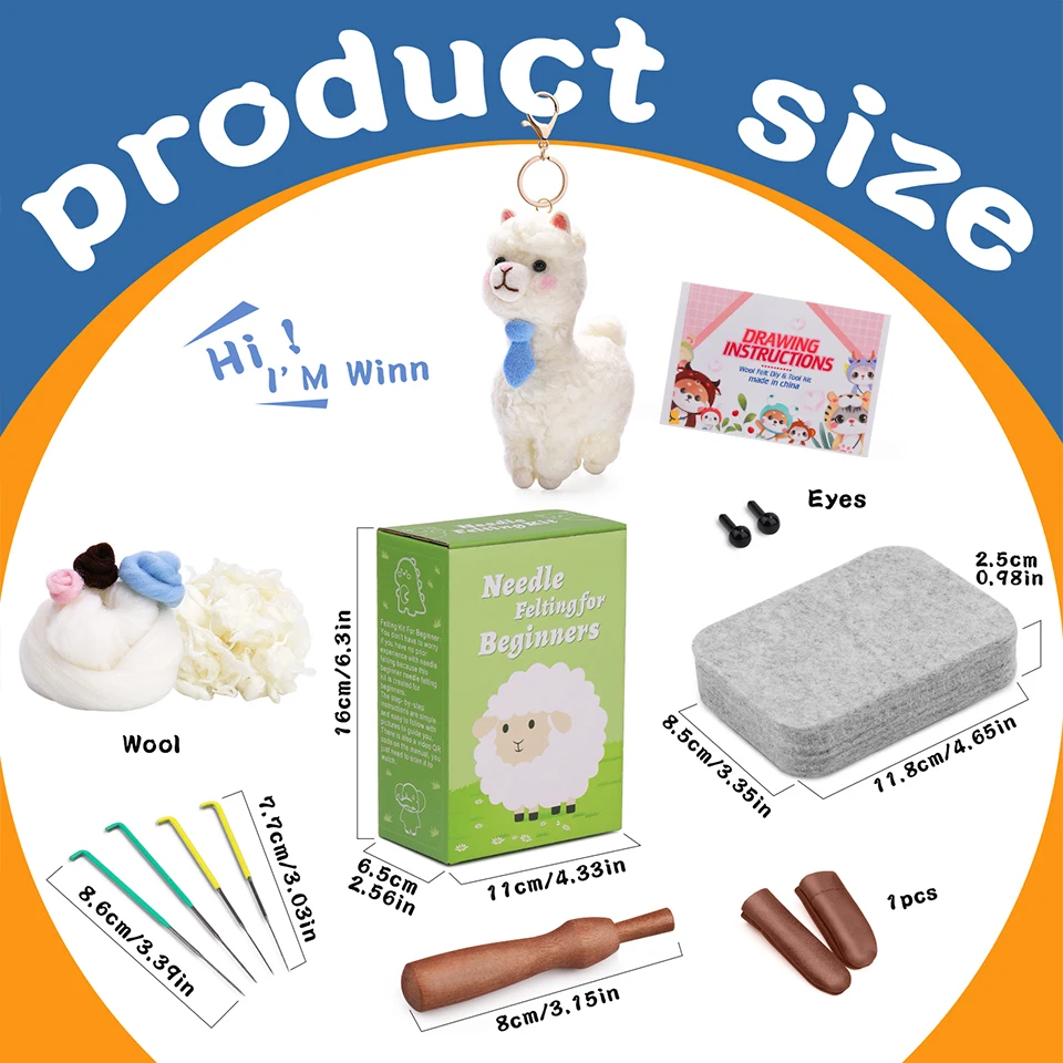 Needle felting kit wool felting kit needle felting painting kit BUDDUR Animal Wool Felting Kit With Felting Needles And Instructions Storage Box For DIY Handmade Craft Accessories Tools