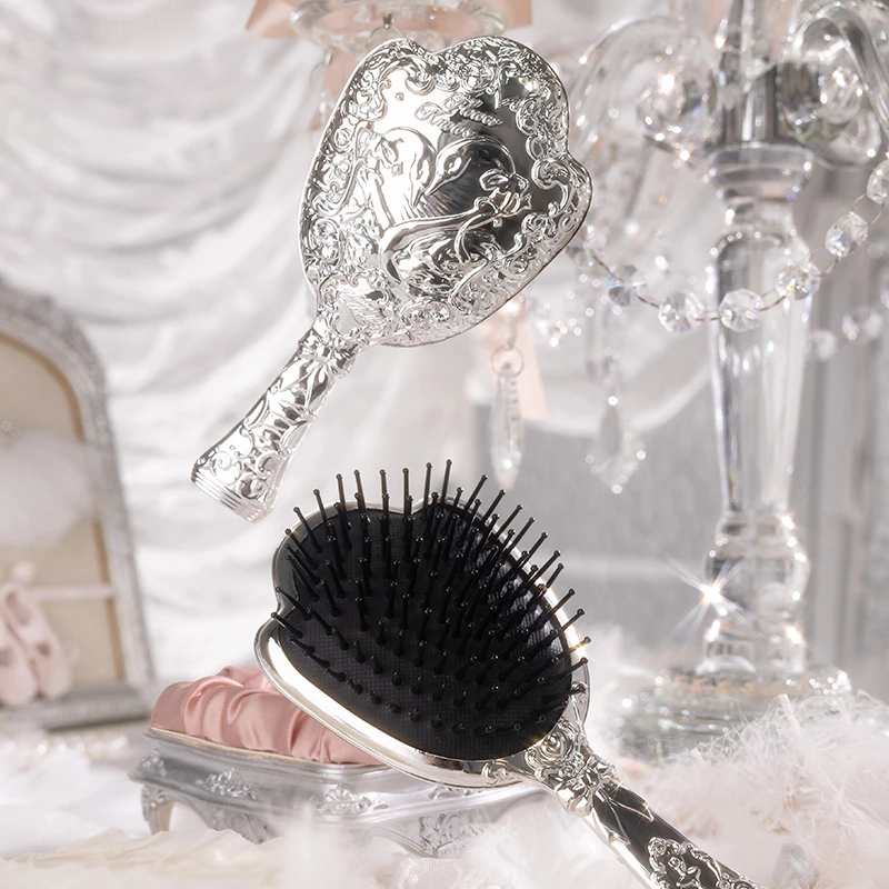 Flower Knows Swan Ballet Series Paddle Hair Brush Air Cushion  Comb