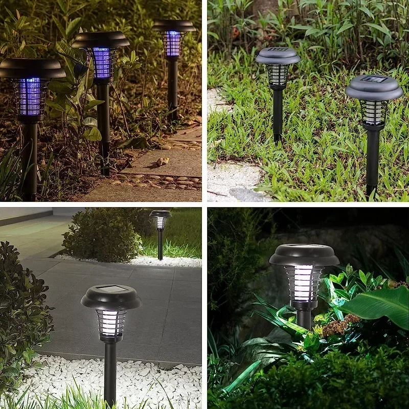 Solar Mosquito Killer With 2 Light Mode Outdoor Waterproof Led Light Bug Zapper Mosquito Trap Lamps For Garden Lawn Camping