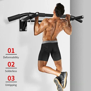 Wall-Mounted Pull-Up Bar-Drill Installation, Home Gym Equipment for Indoor Fitness, Chin-Up Bar for Strength Training （Black、） 2