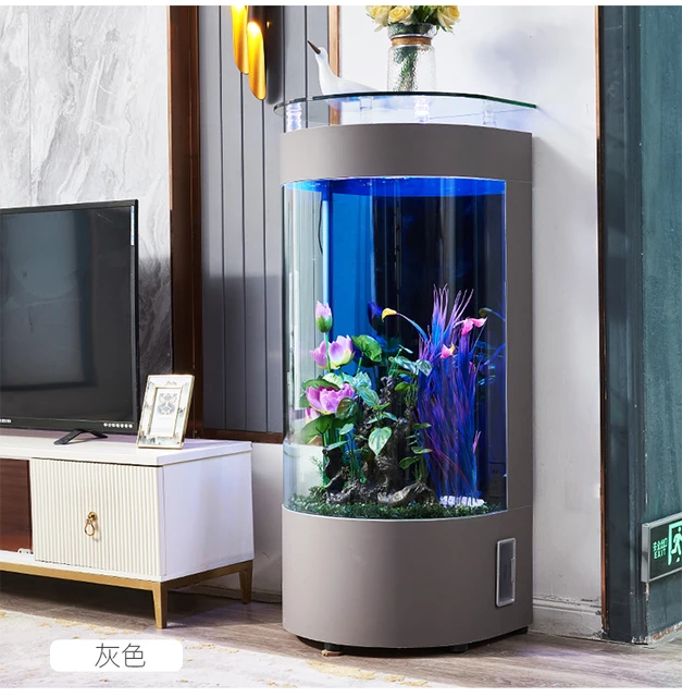 Semicircle Fish Tank Living Room Small Household Semicircle Floor Glass  Fish Globe Ecological Change Water - AliExpress
