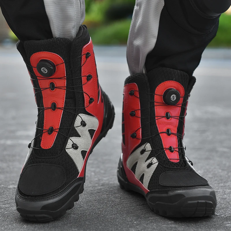 Motorcycle Shoes Highway Riding Motorcycle Shoes High Top Anti Slip Riding Shoes Women Motor Can Protective Boots Rotating Buckle Bicycle