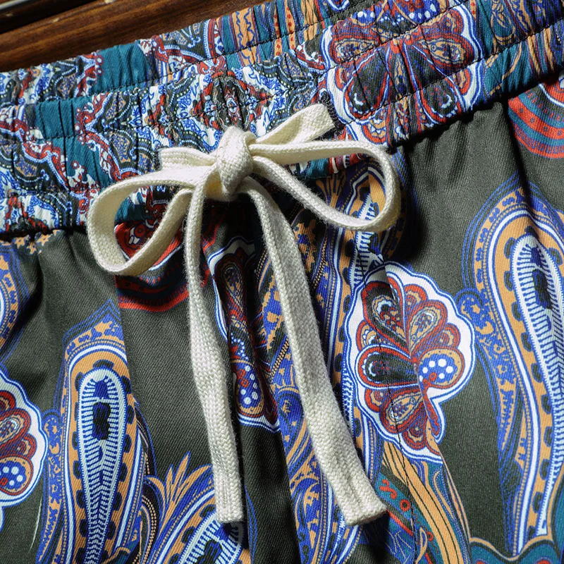 Beach Shorts Men2024Summer Lightweight Breathable and Loose Versatile Fashion Printed Stretch Street Trend Outdoor Cropped Pants