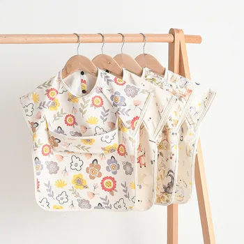 Bavaglini per neonato Camicetta impermeabile senza maniche Spogliatoio inverso Infantile che mangia vestiti Grembiule Bavaglino Abbigliamento protettivo