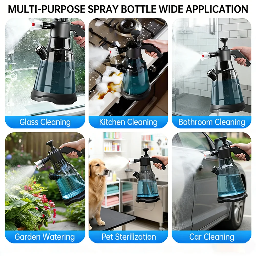 2300ml/78oz 핸드 펌프 고압 세차 스프레이어 (2개 노즐 포함) |   배터리 없이 사용 가능한 세차, 식물 물주기 및 정원 가꾸기