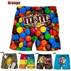 Funny M&M's Chocolate Bean Beach Shorts Men 3D Printed M&M Board Shorts Swimsuit Bermuda Swim Trunks Cool Kids Ice Shorts Pants 1