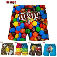 Funny M&M's Chocolate Bean Beach Shorts Men 3D Printed M&M Board Shorts Swimsuit Bermuda Swim Trunks Cool Kids Ice Shorts Pants 1