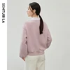 SENTUBILA Patchwork Spliced Sweatshirt for Women 2024 Winter Cotton Casual 2 in 1 Pullover Embroidery POLO Neck Tops 143A56445 2