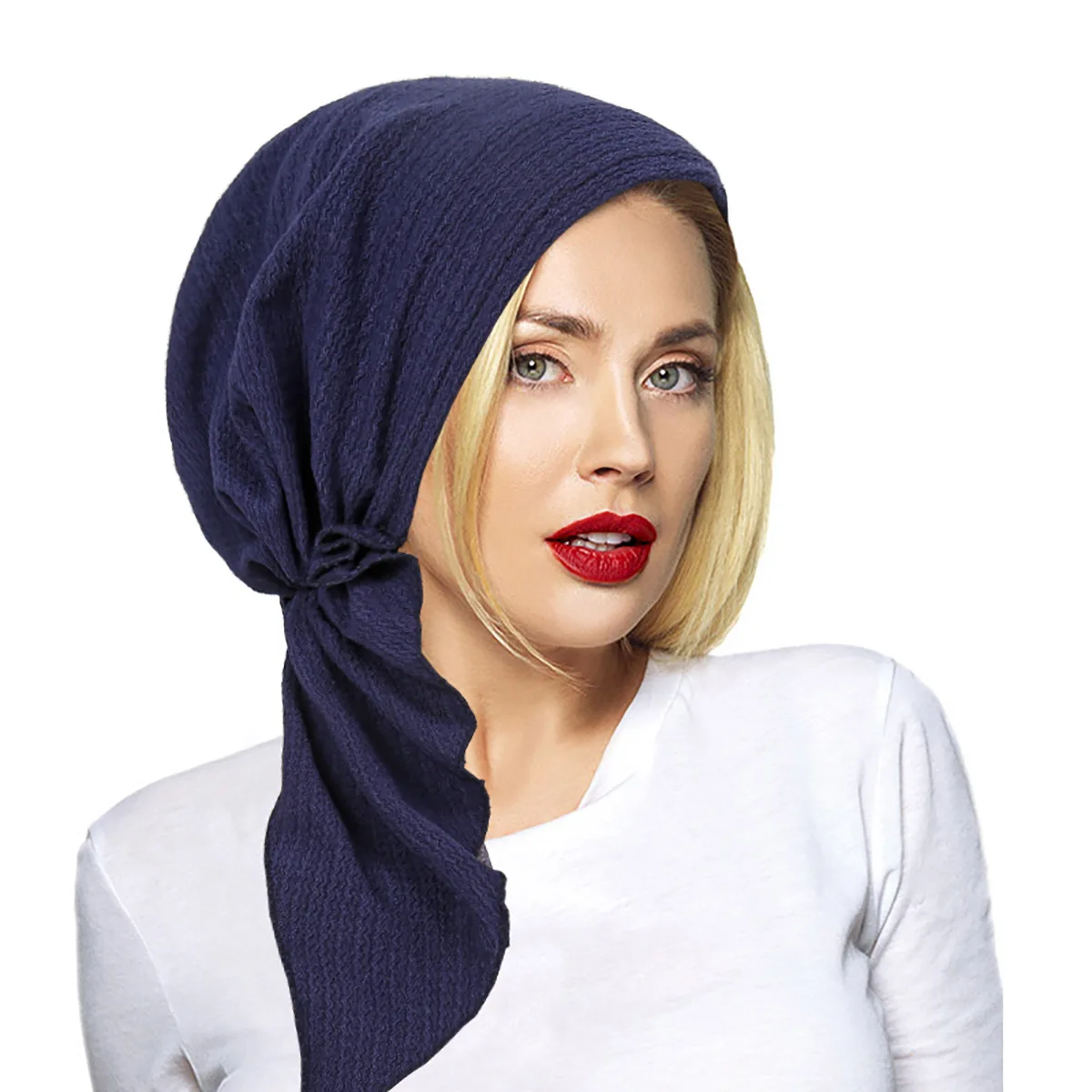 

Women Pre-Tied Turban Stretch Bonnet Beanie Muslim Inner Hijab Hat Hair Loss Head Wrap Scarf Cancer Chemo Cap Headscarf Headwear