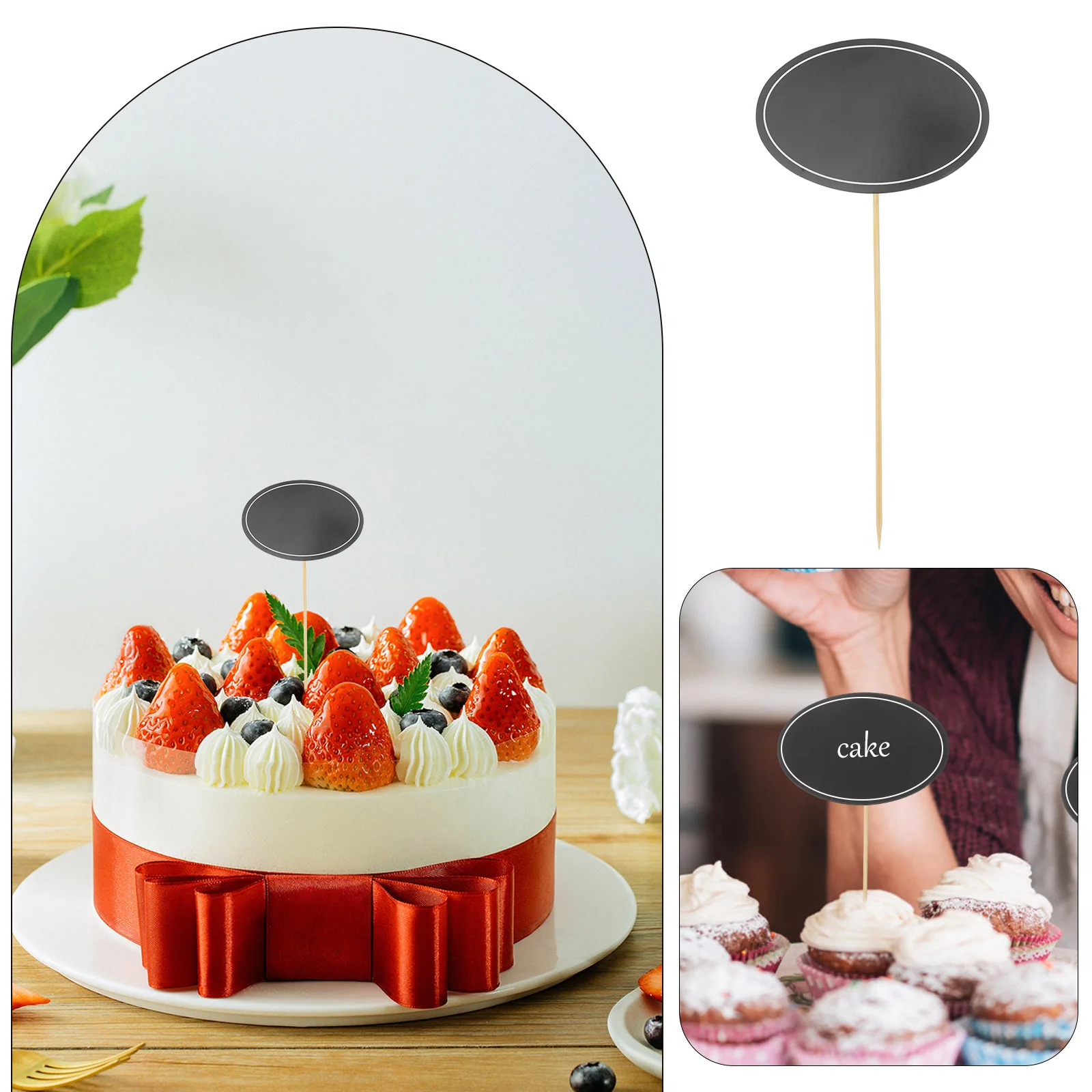 24pcs Black Round Chalkboard Sign Picks for Wedding Party et Food Labels Cheese Markers Writable Tags Restaurant Price Signs