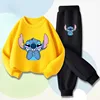 Long Sleeved Children's Pullover Long Pant Two Piece Sets Spring New Boys' Hoodies Set Kids Breathable Sweatsuit Disney Stitch 5