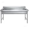 Commercial Stainless Steel Large Single-tank Floor-standing Dishwashing Kitchen Sinks for School Canteen Outdoor Washing Sinks 2
