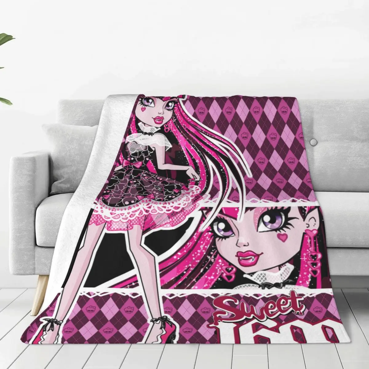 Draculaura Cartoon Coperte Lavorate A Maglia Monster High Flanella Coperte Da Tiro Estate Aria Condizionata Decorazione Copriletti