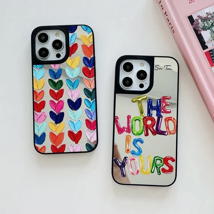 

Colorful Heart MagSafe Mirror Surface Phone Case Cover for iPhone 11 12 13 14 15 Pro Max Case for IPhone 15 Pro Max