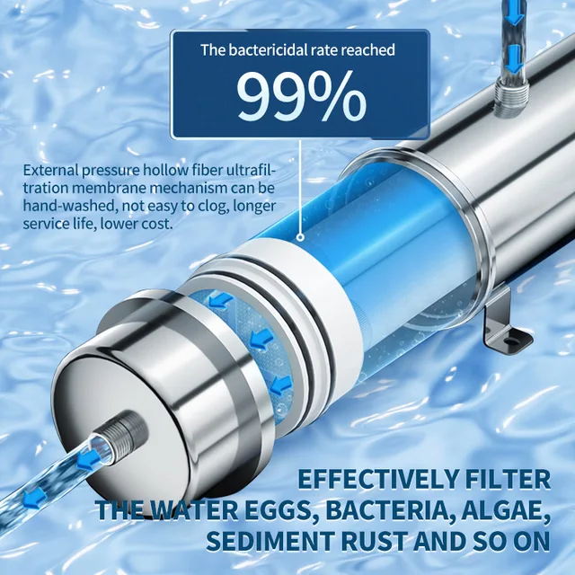 เครื่องกรองน้ําทั้งบ้านสําหรับใช้ในครัวเรือนและเชิงพาณิชย์ สแตนเลส ดื่มโดยตรง ก๊อกน้ําห้องครัว ตัวกรองท่อน้ํา 3