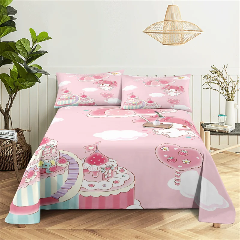 

Pink Cartoon 0.9/1.2/1.5/1.8/2.0m Bedding Sheets Set Luxury Digital Print Polyester Bed Flat Sheet Bed Sheets and Pillowcases