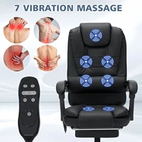Executive Office Chair Massage High Back Leather Office Chair with Footrest Reclining Computer Desk Chair Lumbar Back Support 2