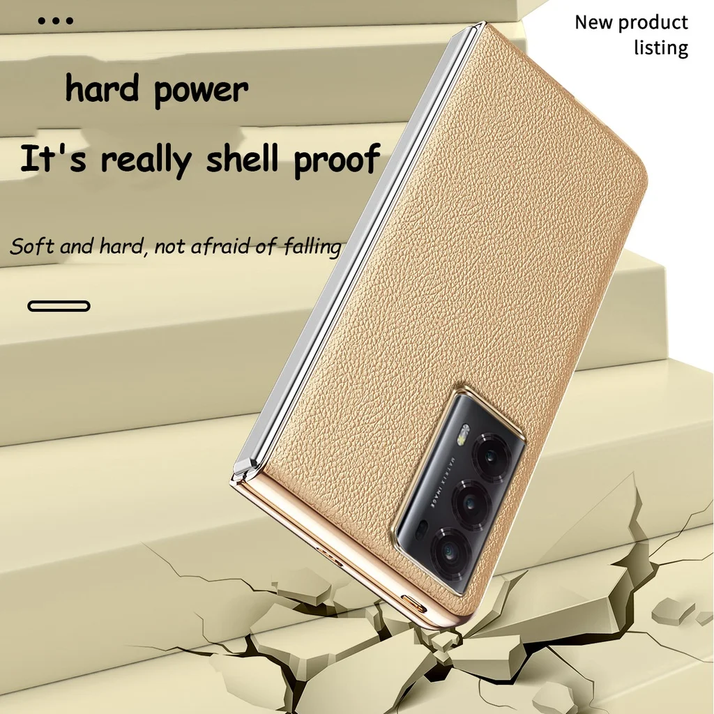 Lychee pattern Case For Honor Magic V2 V 2 Cover Plating Frame Full Protection cases For Honor Magic V2 Shell