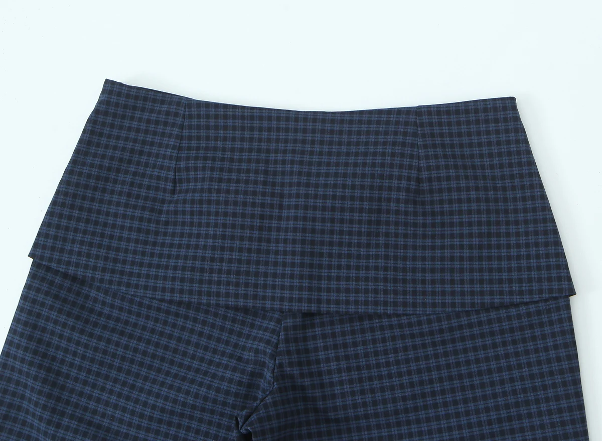 Women Vintage Casual Grid Long Pants Female Zipper Straight Loose Pants Fashion Spring Autumn Daily Commute Trousers Streetwear