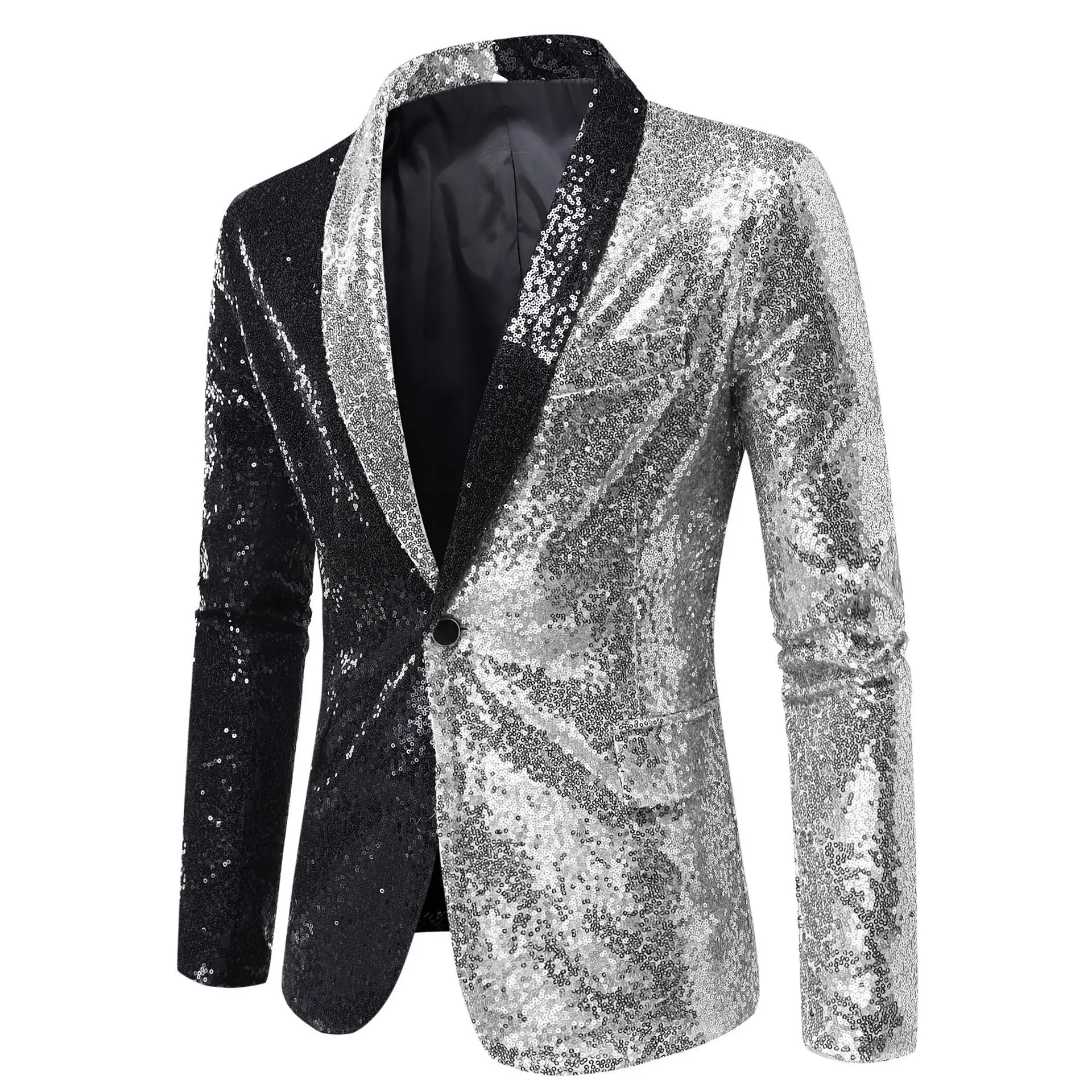 Shiny Sequin Men's Blazer 2023 New Fashion Wedding Groom Party Prom Stage Costume Homme Patchwork One Button Male Tuxedo Jackets