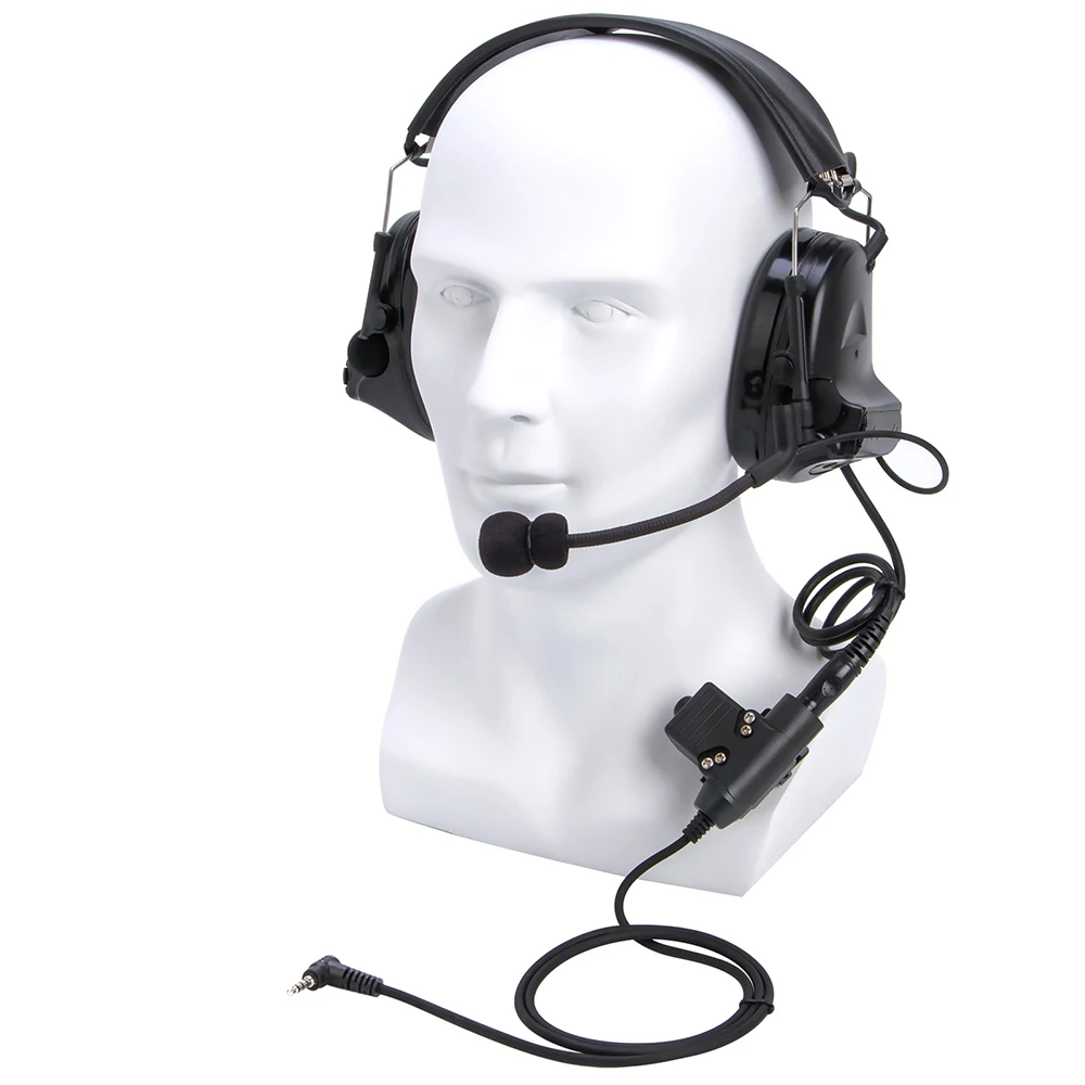 U94 PTT+black Tactical Headset and Noise Reduction Hearing Protection Shooting Headphone For VERTEX VX-5R VX-3R Retevis RT40