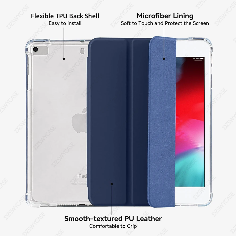 Case for iPad Mini 5/4th Gen 7.9 Inch with Stylus Holder, Slim Lightweight Protective with Soft Translucent Frosted TPU Cover — view 6