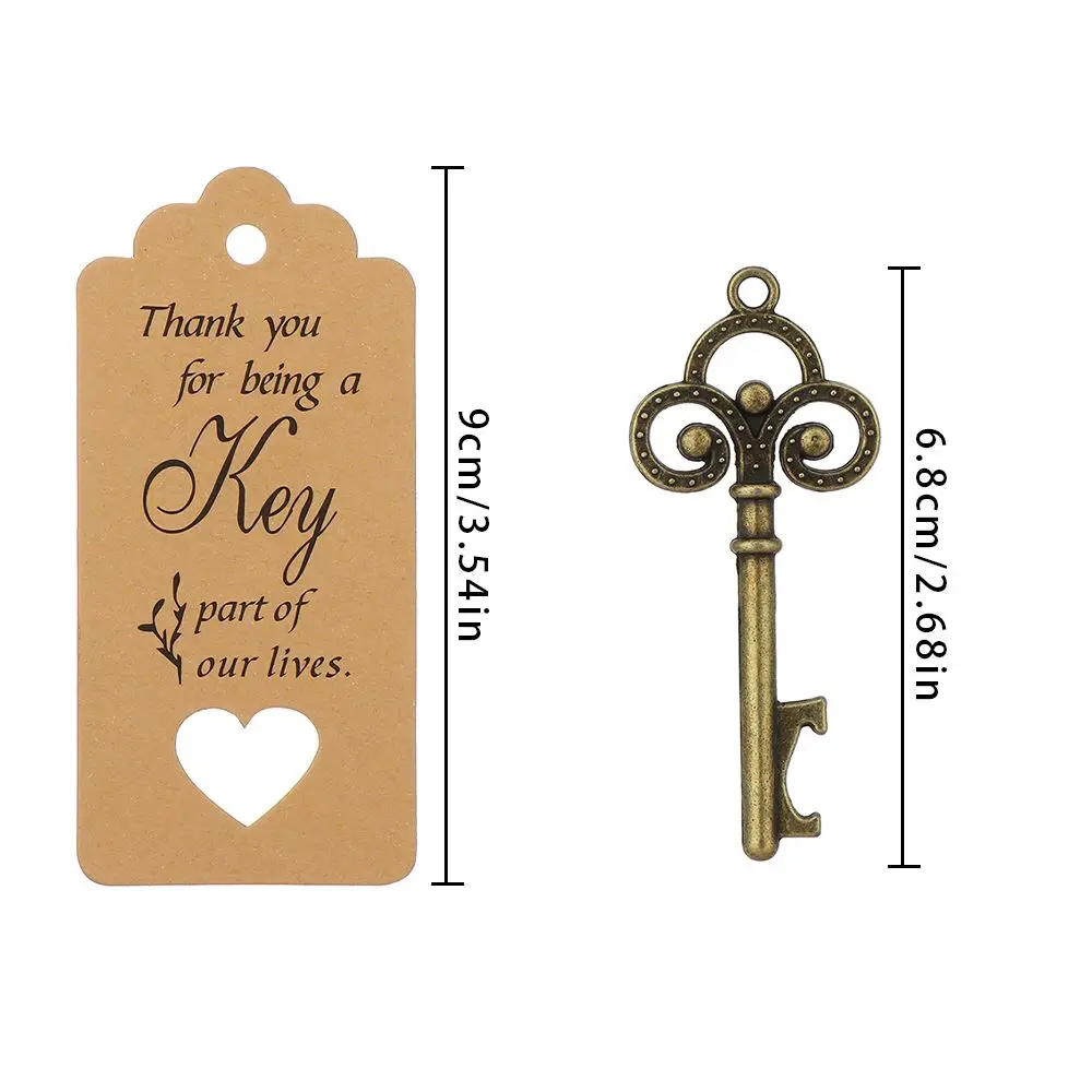DIY Wedding Decoration Vintage Key Bottle Opener with Thank You Paper Tags Wedding Party Deco Favors and Gifts 1Pc