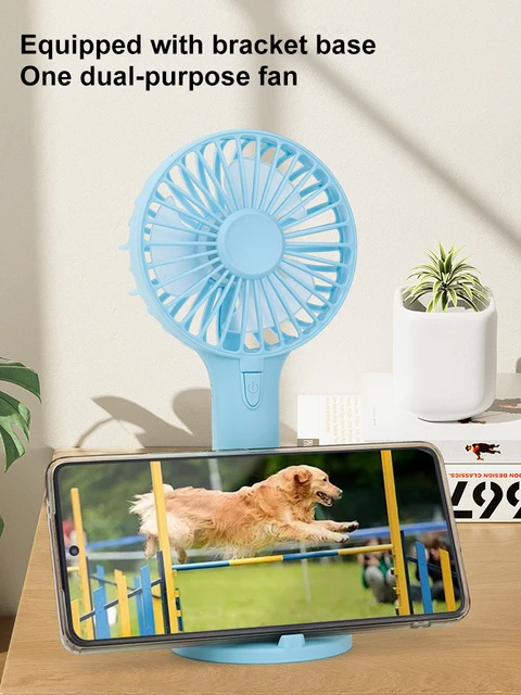 Handheld Electric Fan USB Charging Equipped with Bracket Base Third Gear Wind Speed Adjustable Noiseless Portable Electric Fan 5