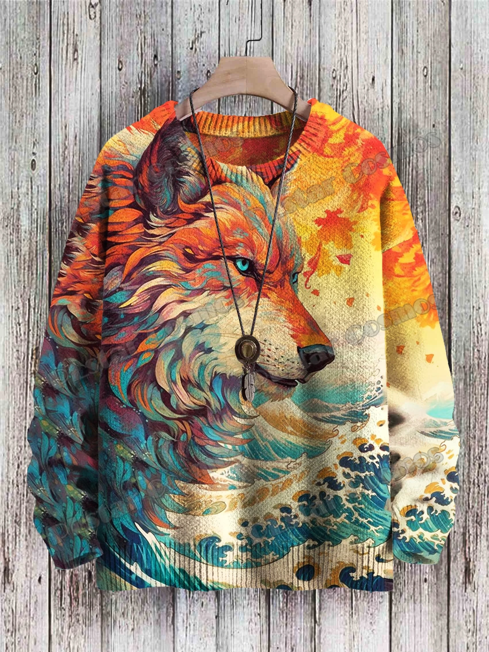 Retro Astronaut & Retro Art Rückansicht Muster 3D gedruckt Herren Strickpullover Winter Unisex Casual Strickpullover Pullover ZZM80 – Detail 15