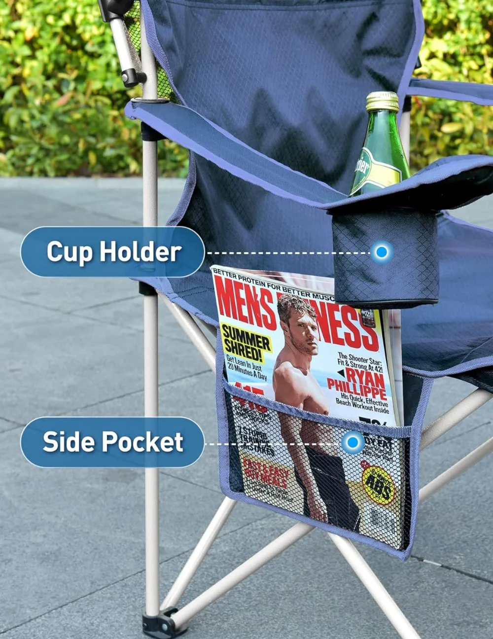 Beach Chair with Canopy Shade Cup Holder Side Pocket for Adults Camp Beach Tailgates Fishing