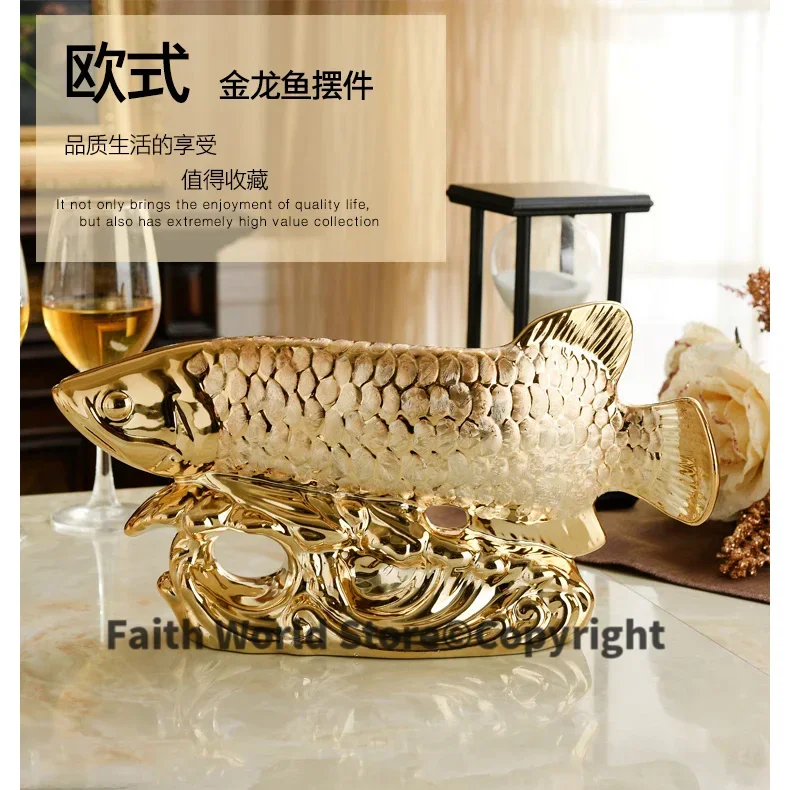 34CM large HOME OFFICE Company SHOP ROOM TOP COOL Efficacious Talisman Recruit money Arowana Golden Fish FENG SHUI lucky statue 3