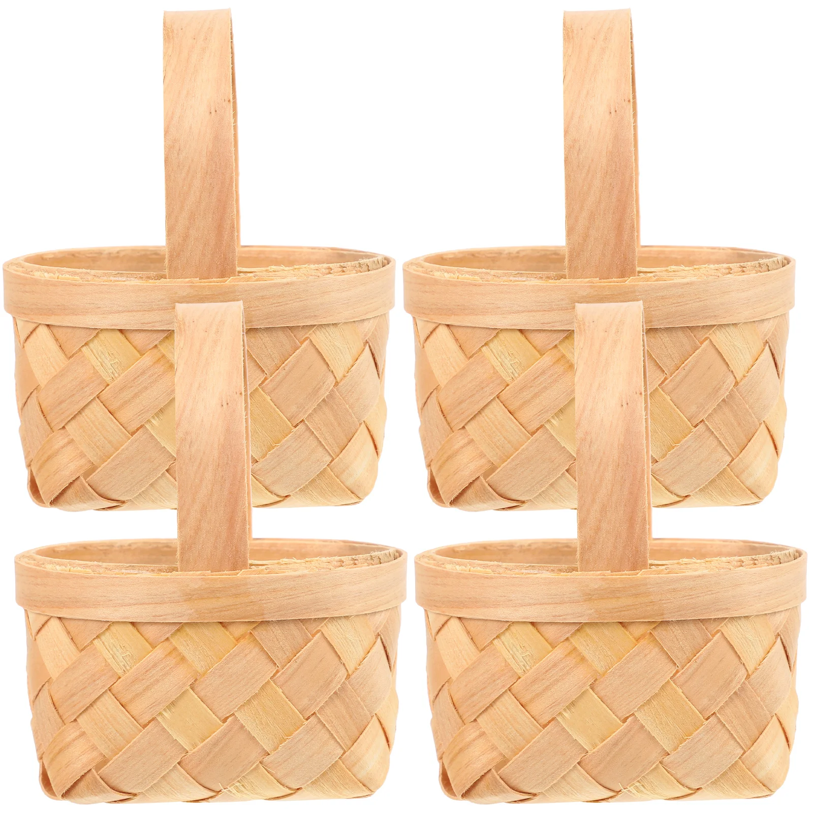 4 Pcs Hand Woven Basket Hand-woven Gift Microgreens Tray Jewelry Wooden Storage Container Baby Rustic Wedding Decor