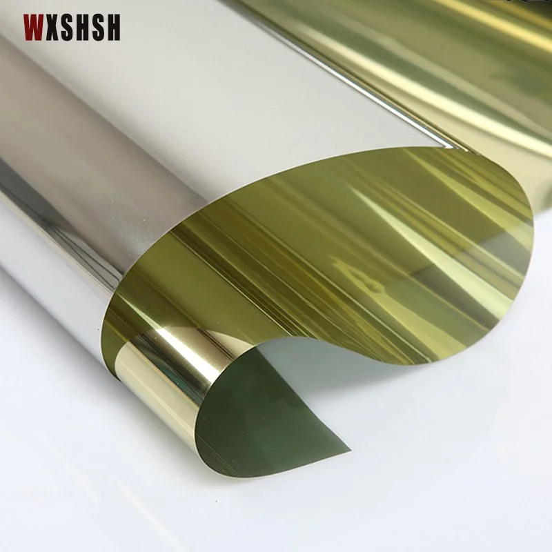 One Way Perspective Mirror Window Film UV-Proof Glare Reduction Tint-Film Self-adhesive bathroom d&eacute;cor Gold Silver