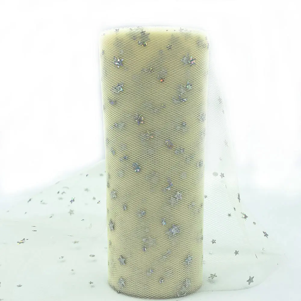 Rainbow Glitter Sequin Tulle Fabric Roll - 6in x 10 Yards for Crafting and Decoration