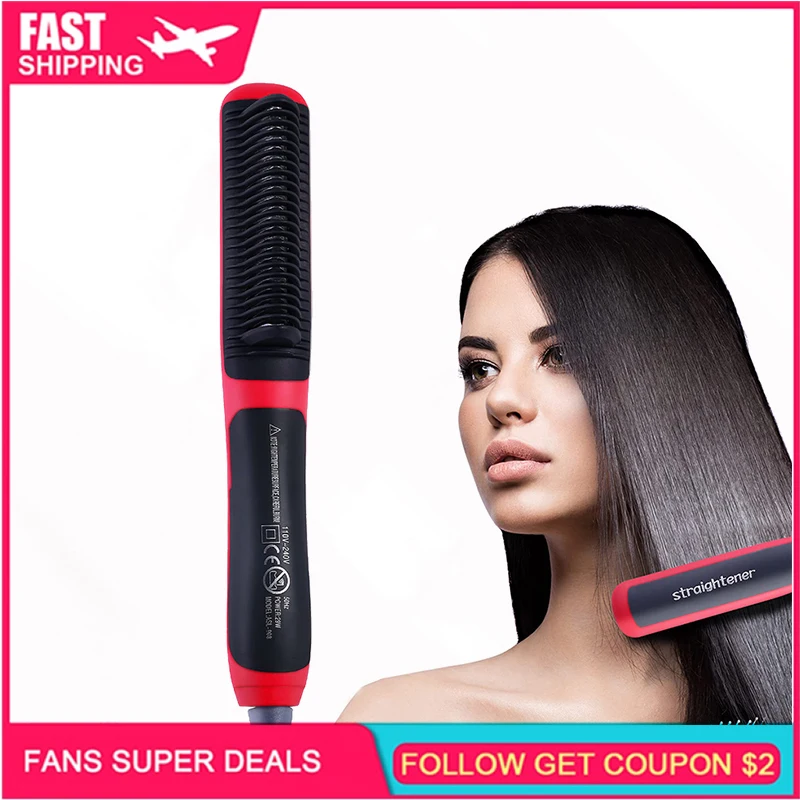 Multifunctional Hair Comb Brush Beard Straightener Hair Straighten Straightening Comb Hair Curler Quick Hair Styler For Men