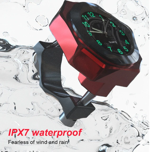 Orologio E Termometro Per Manubrio Moto - Quadrante Luminoso, Impermeabile - Per Manubri 7/8"-1" - Bianco Cromato - Foto 6