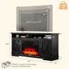 63" Farmhouse TV Stand with 26" Fireplace, for TVs up to 73", Entertainment Center with Adjustable Shelf & Barn Doors 2