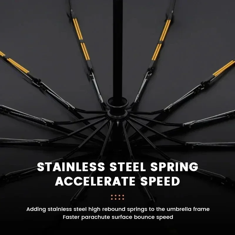 folding umbrella automatic umbrella 12 Bone Black Glue Fully Automatic Thick And Durable Keel Three Fold UV Resistant