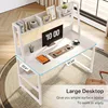 Computer desk with kitchen cabinets, 47-inch home desk with space saving design and small space with bookshelves 4