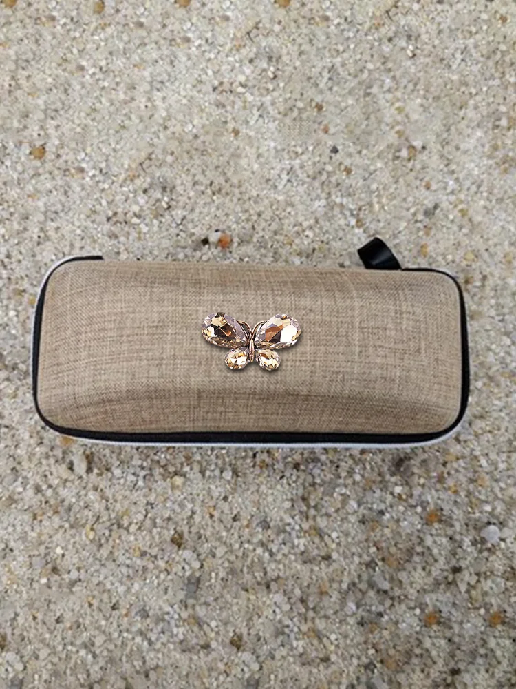 

Cute LInen Eyewear Bags Box Portable & Retro - Golden Age Initial Decor Personalized