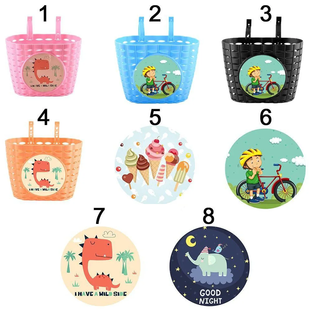 Bicycle Basket Children Front Storage Scooter Handlebar Carrier Holders Bags Cartoon Cycling Scooter Sticker