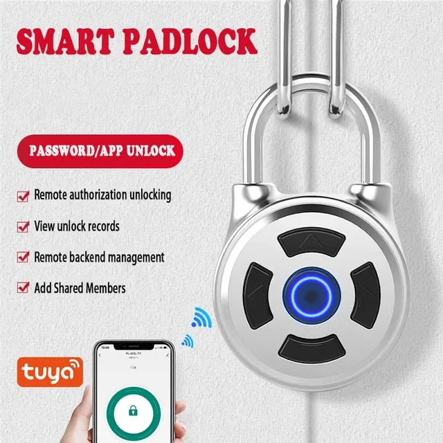 Tuya Smart Password Lock Bluetooth Smart Door Padlock Digital Electronic Lock Keyless Rechargeable Security Protection 4