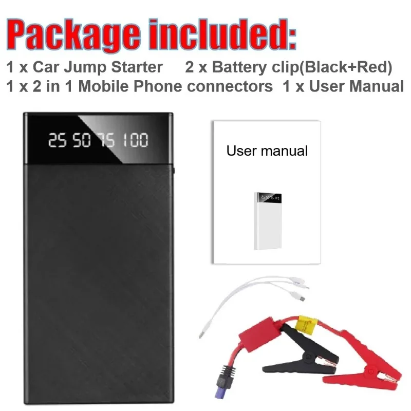 Car Jump Starter 2000A/1200A/1000A Car Battery Starters Portable Power Bank 12V Starting Device Booster Petrol Diesel