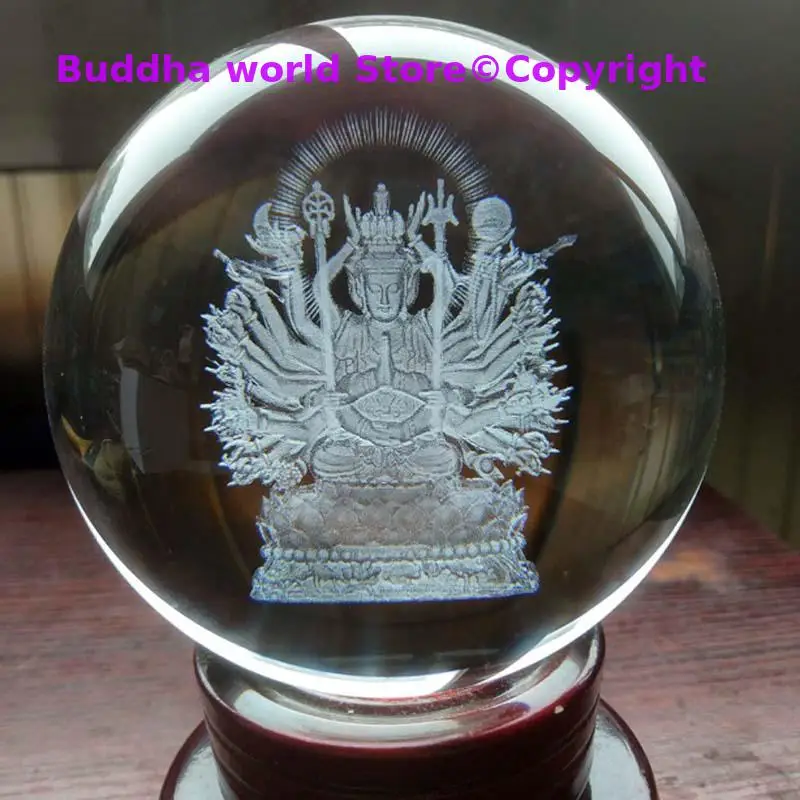 

Taoism Buddhist Geomantic omen master talisman HOME company shop Thousand Hands Guan yin buddha Crystal ball FENG SHUI