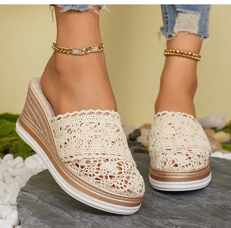 Frauen Sandalen Keile Heels Sandalen Sommer 2025, Neue Schuhe Frau Mit Hohen Absätzen Hausschuhe Sommer Schuhe Weibliche Elegante Alias Mujer – Detail 1