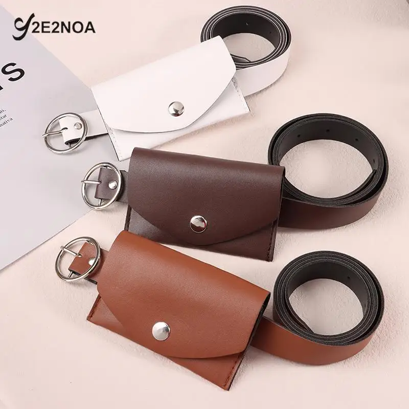 Adjustable PU Waist Belt Metal Buckle Wallet Phone Pouch Ladies Decorative Belts 100CM Waist Pack