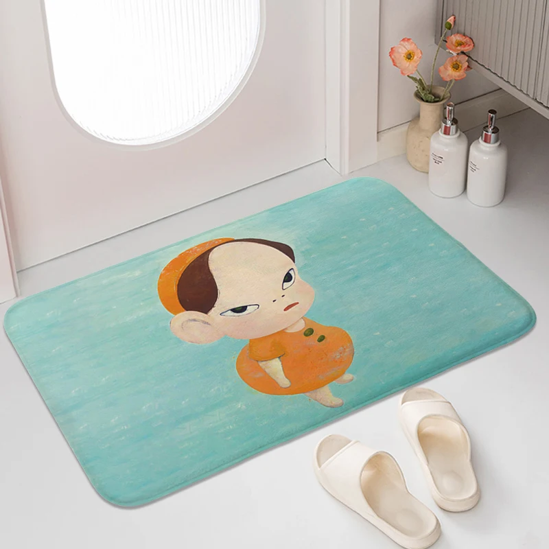 

Bathroom Rug Y-Yoshitomo N-Nara Funny Doormat Entrance Door Sleeping Room Rugs House Entrance Mat Non Slip Carpet for Bedroom